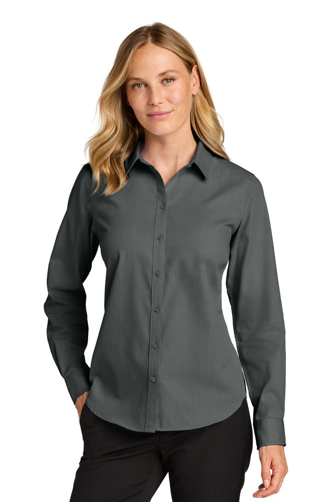 Port Authority LW816 Women's Long Sleeve Nailhead Easy Care Shirt Front Fullsize"