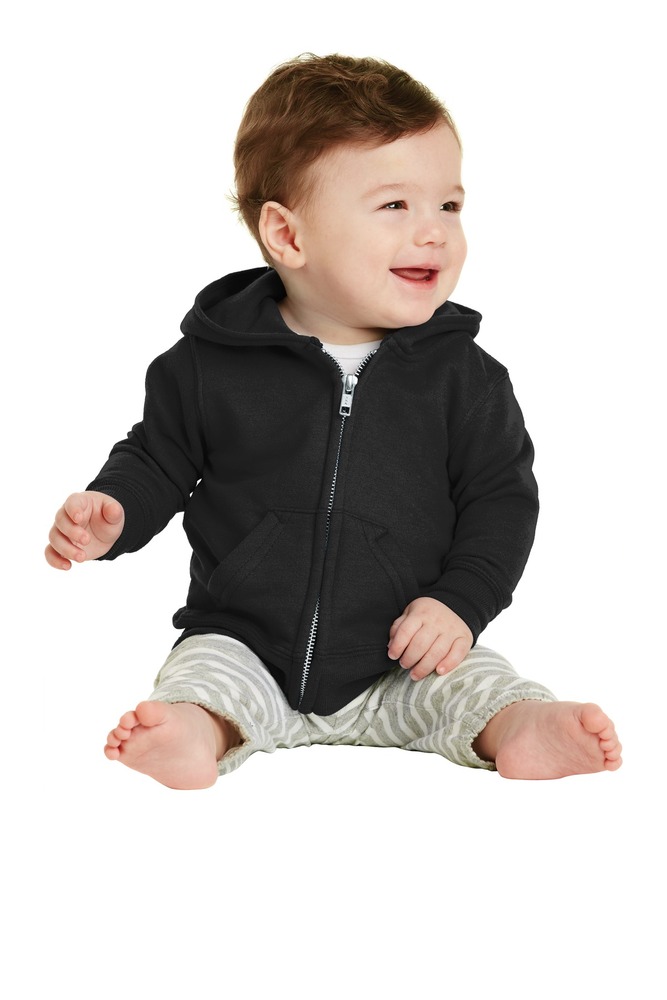 port & company car78izh infant core fleece full-zip hooded sweatshirt Front Fullsize