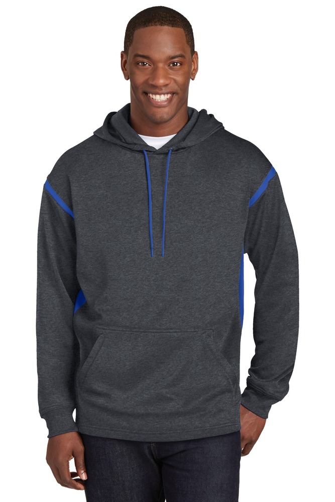 sport-tek f246 tech fleece colorblock hooded sweatshirt Front Fullsize