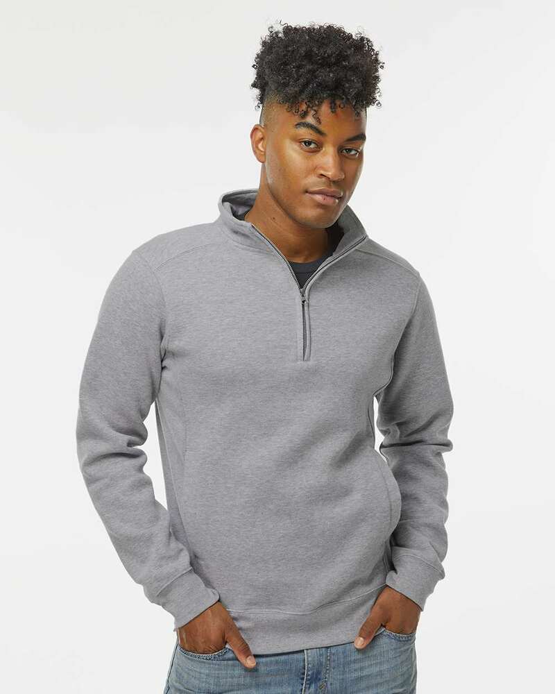 j america 8717ja unisex heavyweight quarter-zip sweatshirt Front Fullsize