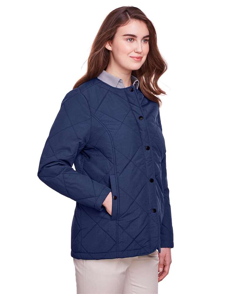 ultraclub uc708w women's dawson quilted hacking jacket Side Fullsize