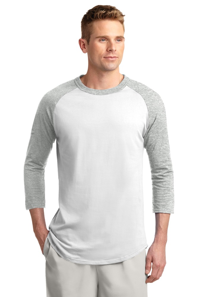 sport-tek t200 colorblock raglan jersey Front Fullsize