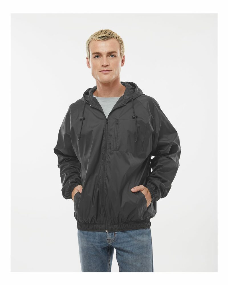 burnside 9728 men's nylon hooded coaches jacket Front Fullsize