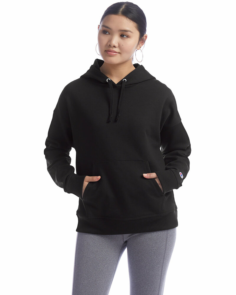 champion s760 ladies' powerblend relaxed hooded sweatshirt Front Fullsize