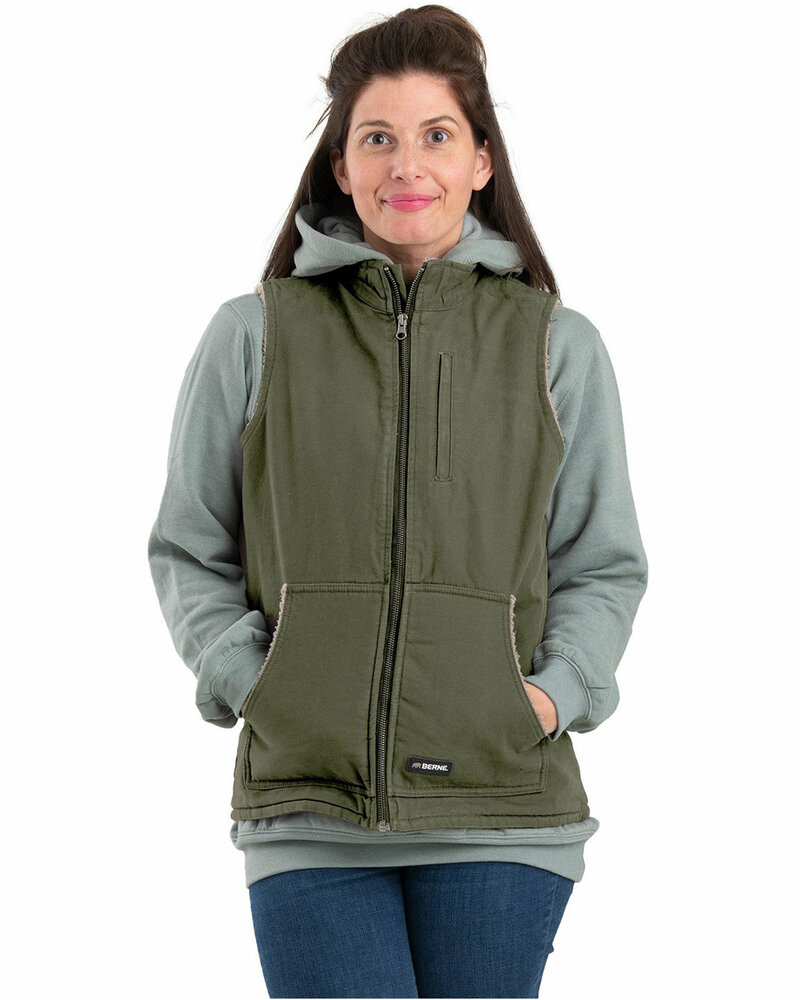 berne wv15 ladies' sherpa-lined softstone duck vest Front Fullsize