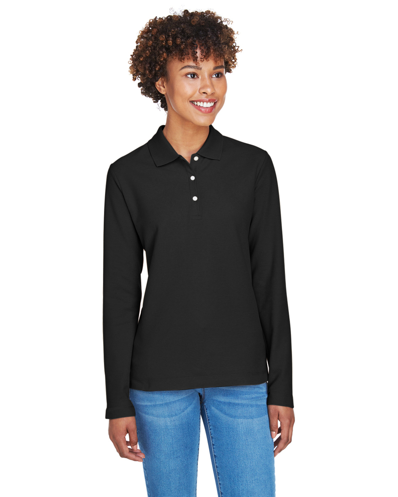 devon & jones d110w ladies' pima piqué long-sleeve polo Front Fullsize