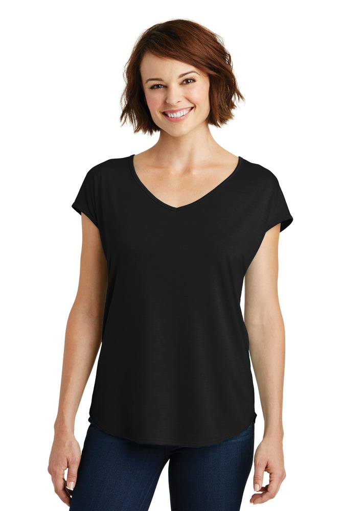 District DM416 Women's Drapey Cross-Back Tee Front Fullsize"