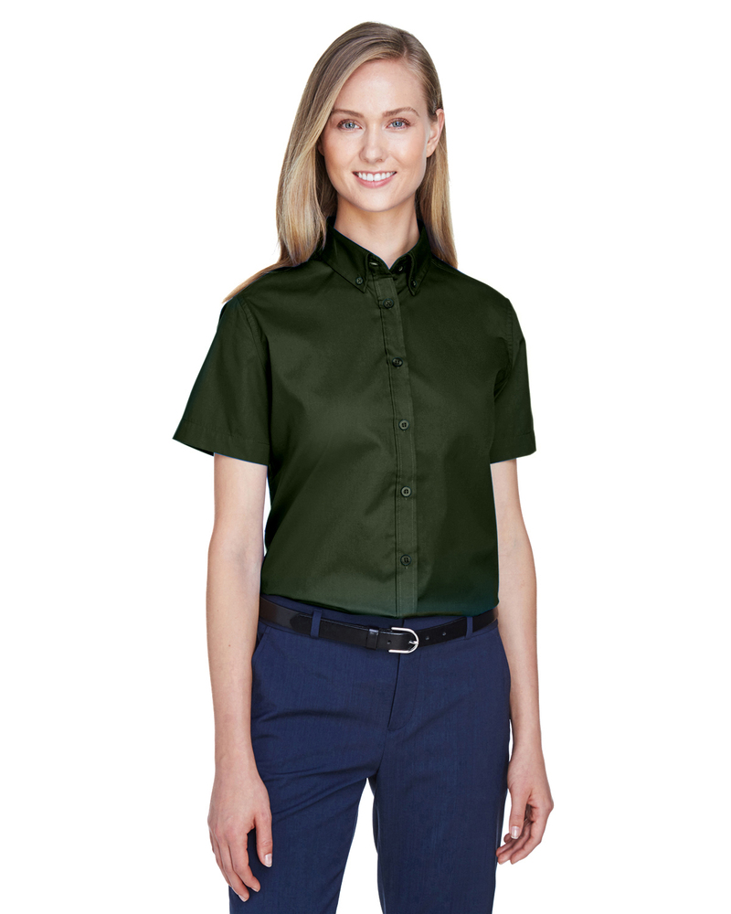 core365 78194 ladies' optimum short-sleeve twill shirt Front Fullsize
