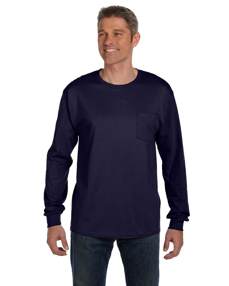 Hanes 5596 Men's Authentic-T Long-Sleeve Pocket T-Shirt Front Fullsize"