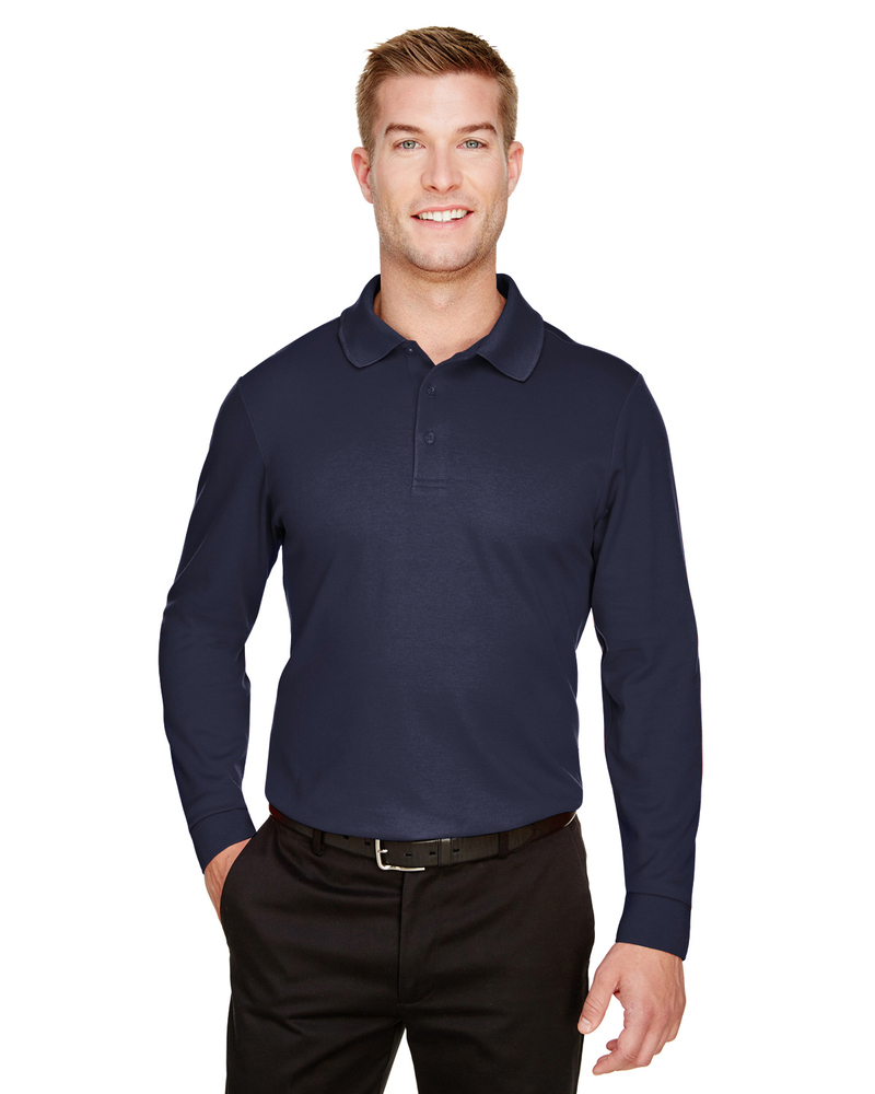 Devon & Jones DG20LT CrownLux Performance™ Men's Tall Plaited Long Sleeve Polo Front Fullsize"