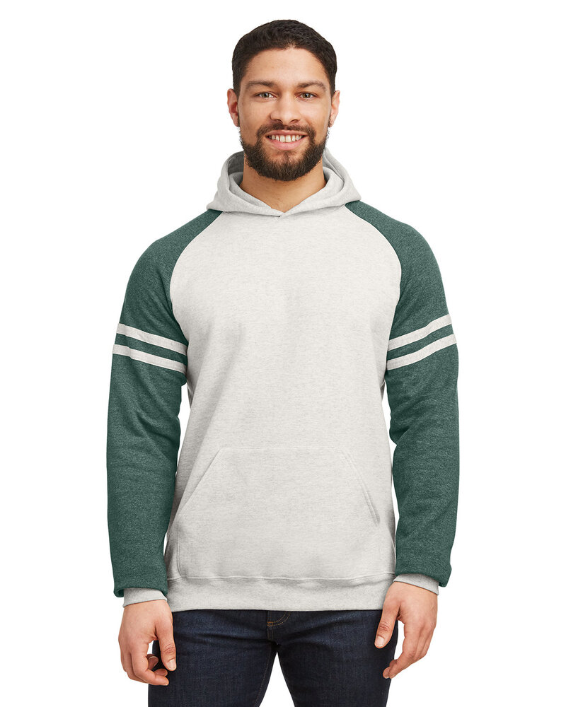 Jerzees 97CR Unisex NuBlend Varsity Color-Block Hooded Sweatshirt Front Fullsize"