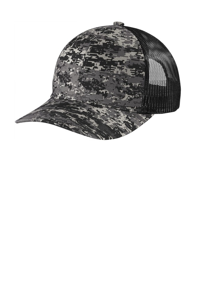 port authority c114 digi camo snapback trucker cap Front Fullsize