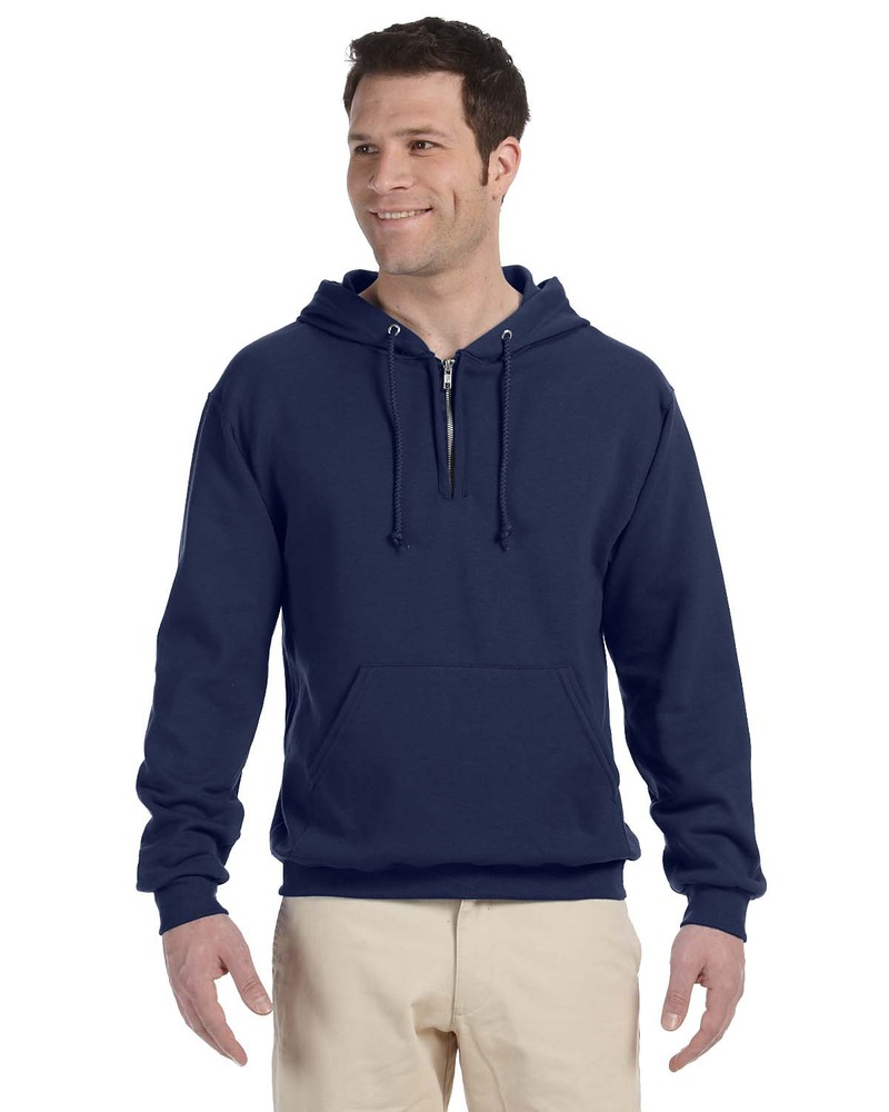 jerzees 994mr adult 8 oz. nublend® fleece quarter-zip pullover hood Front Fullsize