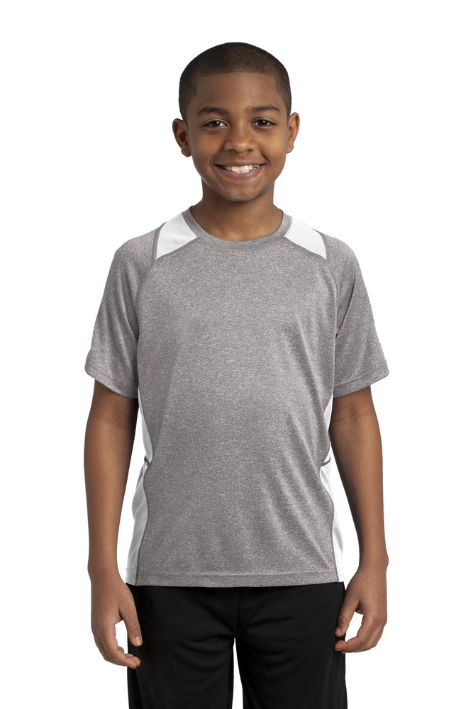 Sport-Tek YST361 Youth Heather Colorblock Contender ™ Tee Front Fullsize"
