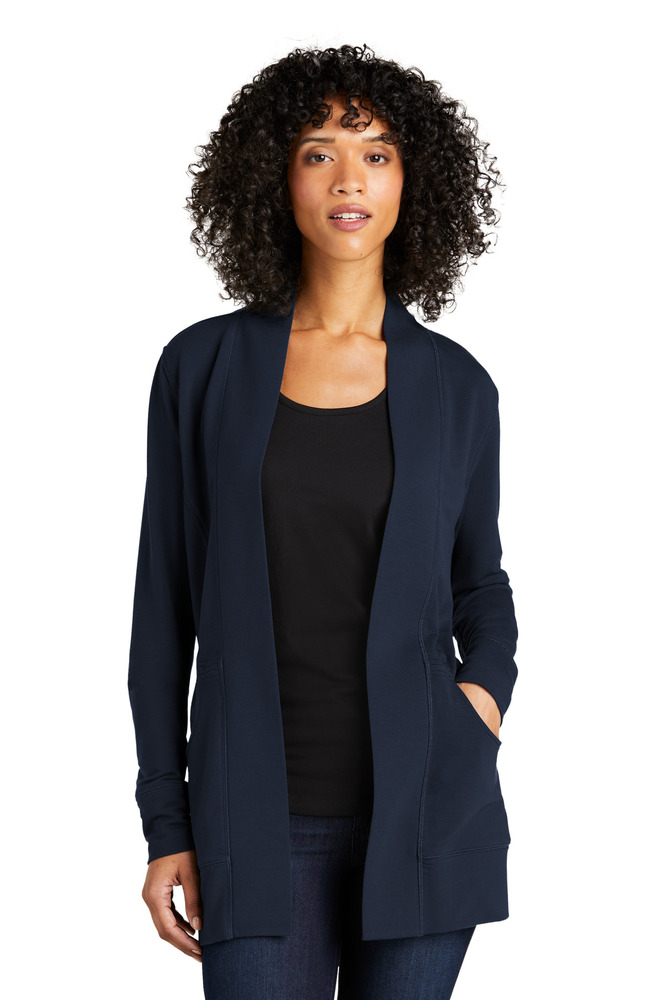 port authority lk825 ladies microterry cardigan Front Fullsize
