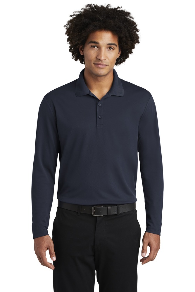 sport-tek st640ls posicharge ® racermesh ® long sleeve polo Front Fullsize