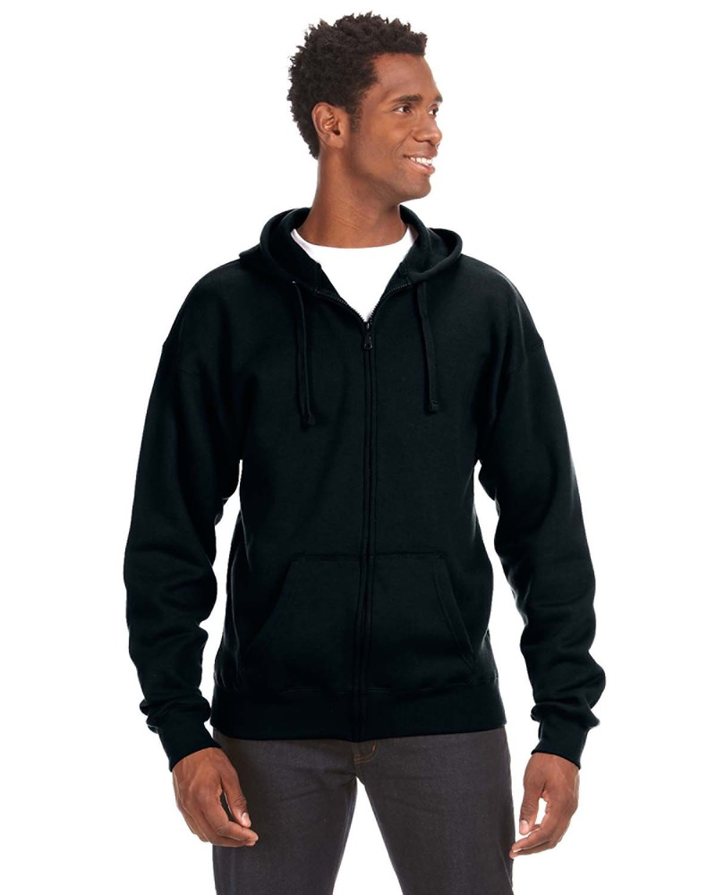 j america ja8821 adult premium full-zip fleece hood Front Fullsize