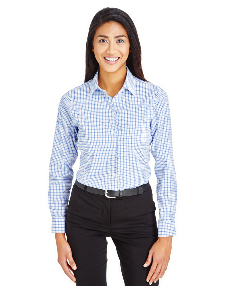 devon & jones dg540w crownlux performance™ ladies' micro windowpane shirt Front Fullsize