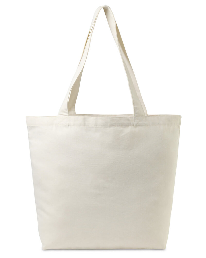 gemline 102036 aware™ recycled cotton shopper tote bag with interior zip pocket Front Fullsize