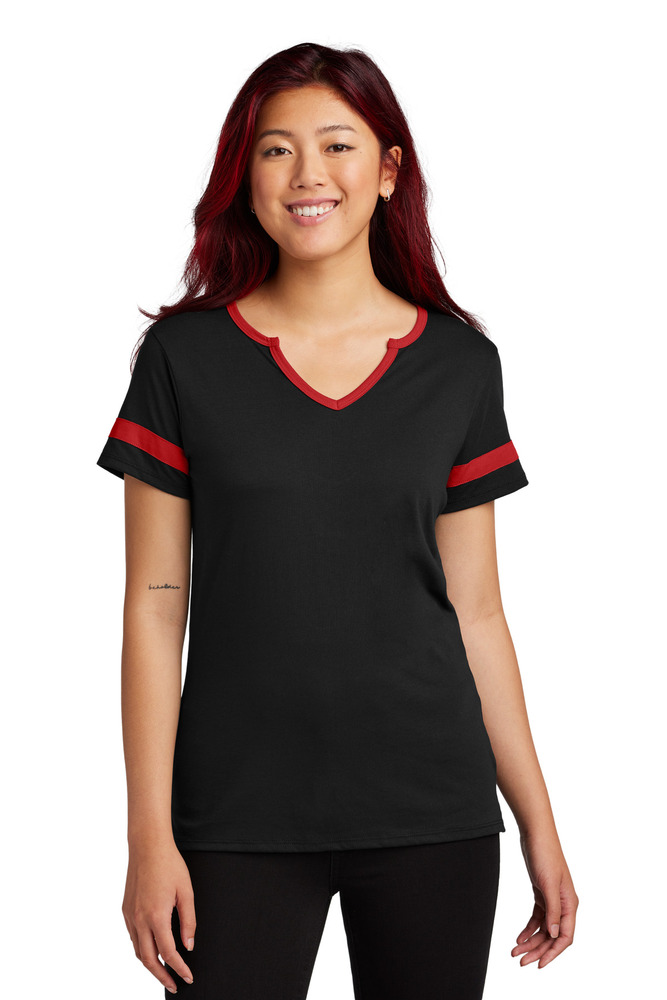 sport-tek lst6041 ladies halftime notch neck tee Front Fullsize