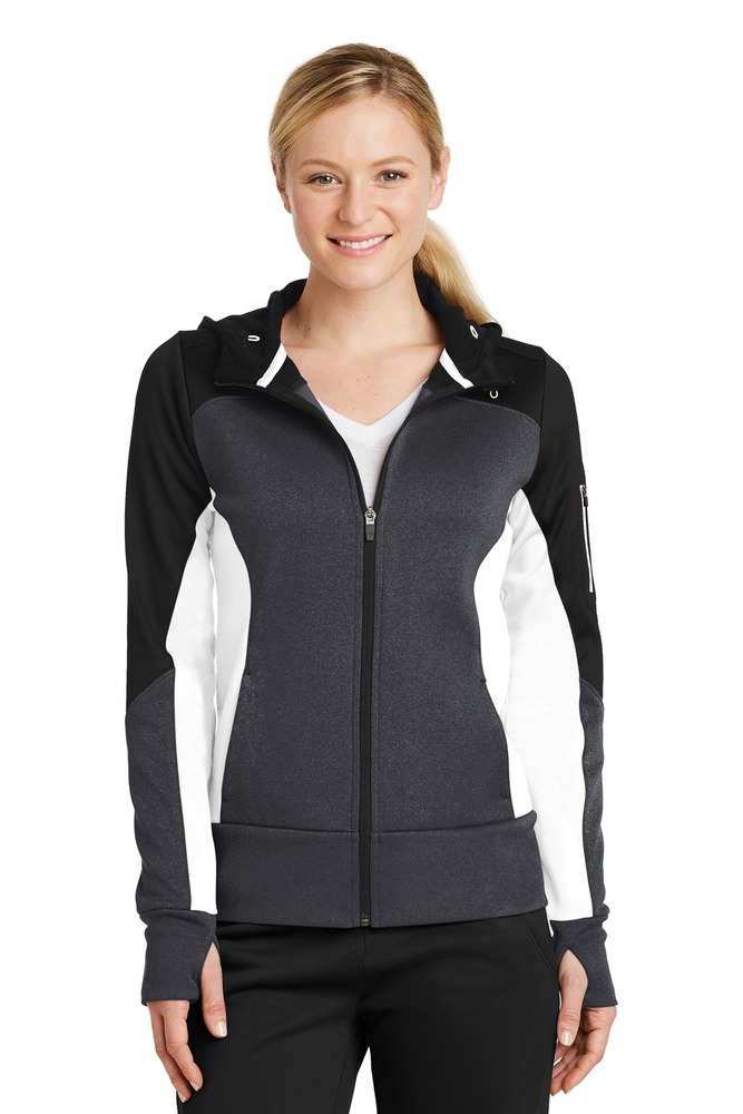 Sport-Tek LST245 | Ladies Tech Fleece Colorblock Full-Zip Hooded Jacket ...