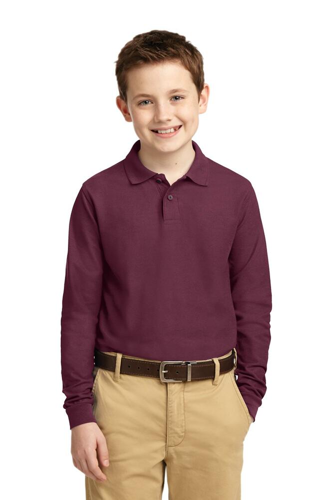 Port Authority Y500LS Youth Long Sleeve Silk Touch™ Polo Front Fullsize"