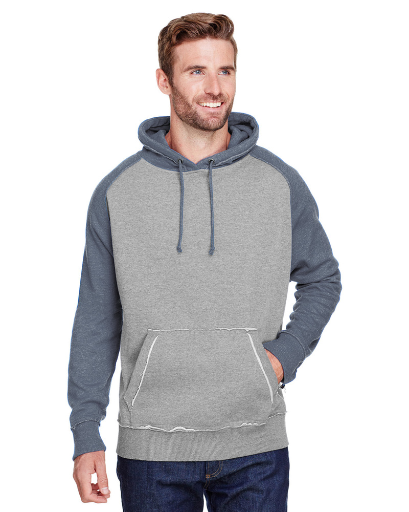J America JA8885 Adult Vintage Heather Pullover Hood Front Fullsize"