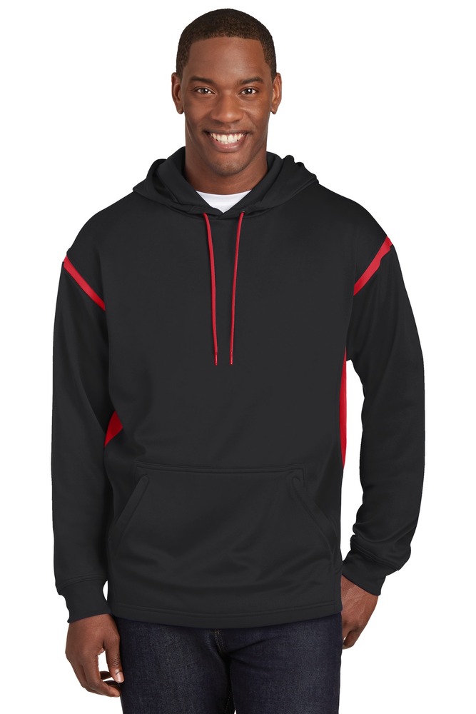 sport-tek f246 tech fleece colorblock hooded sweatshirt Front Fullsize