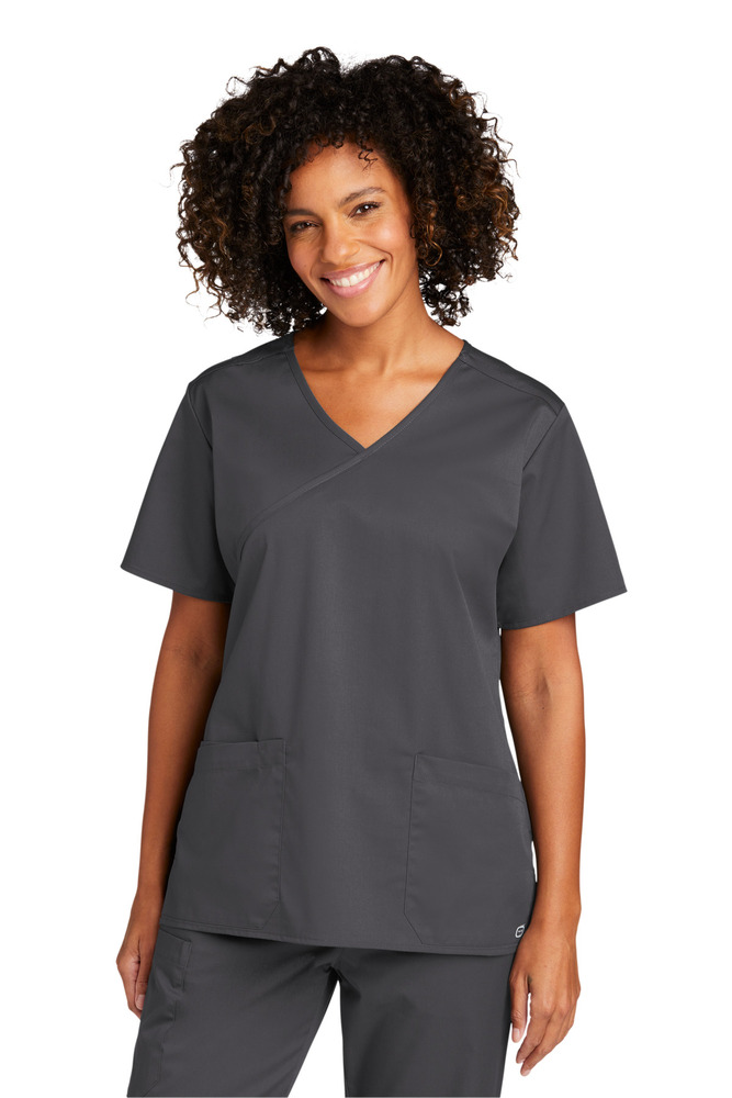 wonderwink ww4760 women's workflex ™ mock wrap top Front Fullsize