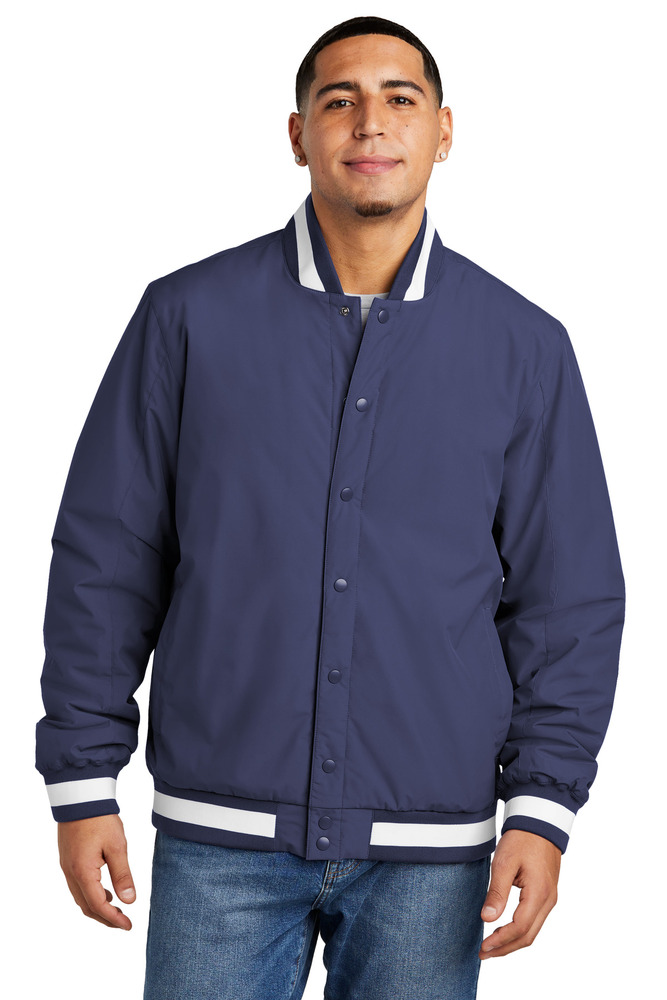 sport-tek jst58 insulated varsity jacket Front Fullsize
