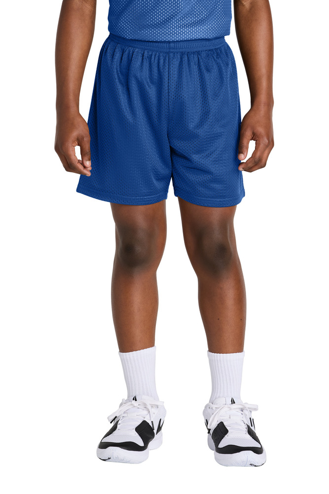 sport-tek yst5100 youth posicharge ® mesh 5' short Front Fullsize