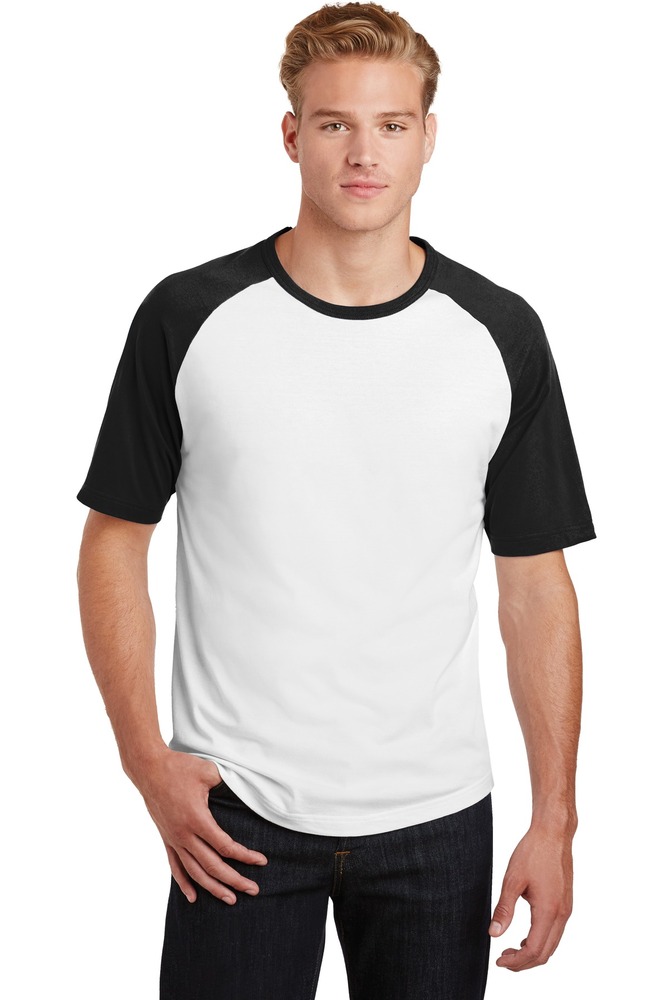 sport-tek t201 short sleeve colorblock raglan jersey Front Fullsize