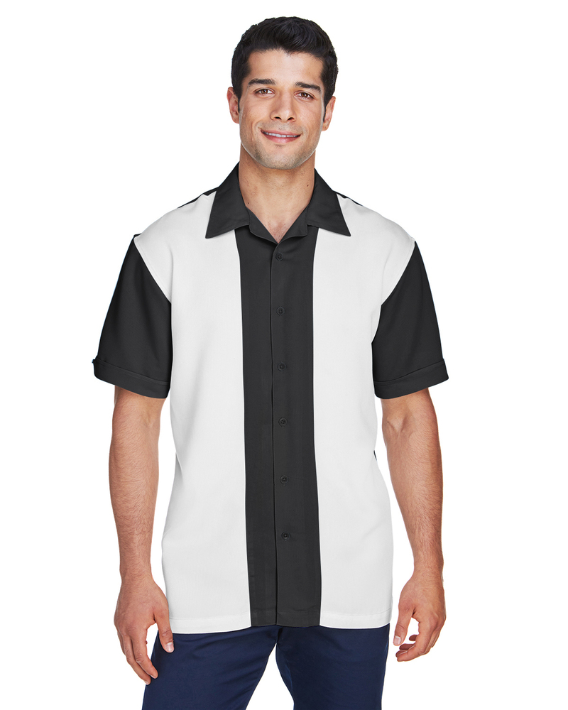 harriton m575 men's two-tone camp shirt Front Fullsize