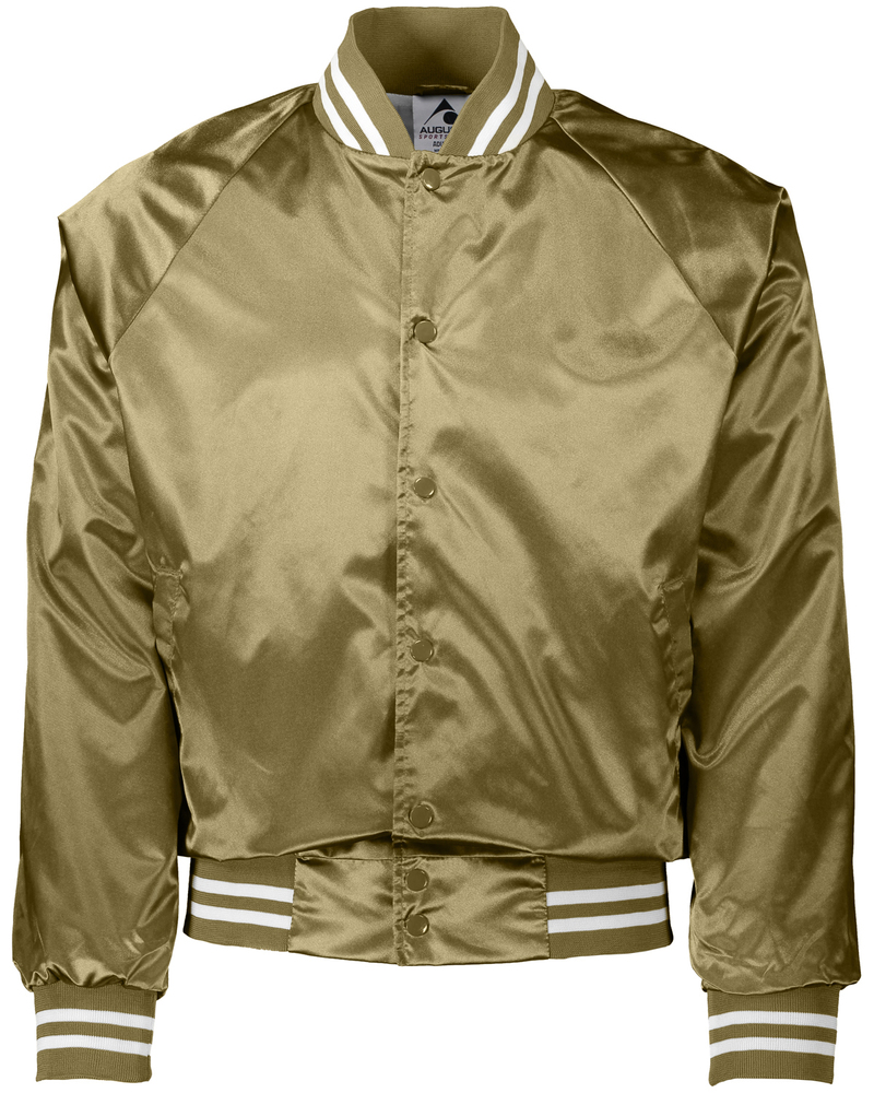 Augusta Sportswear 3610 Satin Baseball Jacket/Striped Trim Front Fullsize"