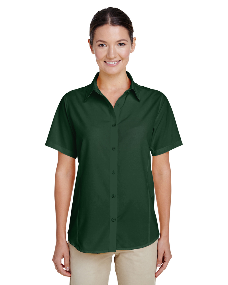 harriton m610sw ladies' paradise short-sleeve performance shirt Front Fullsize
