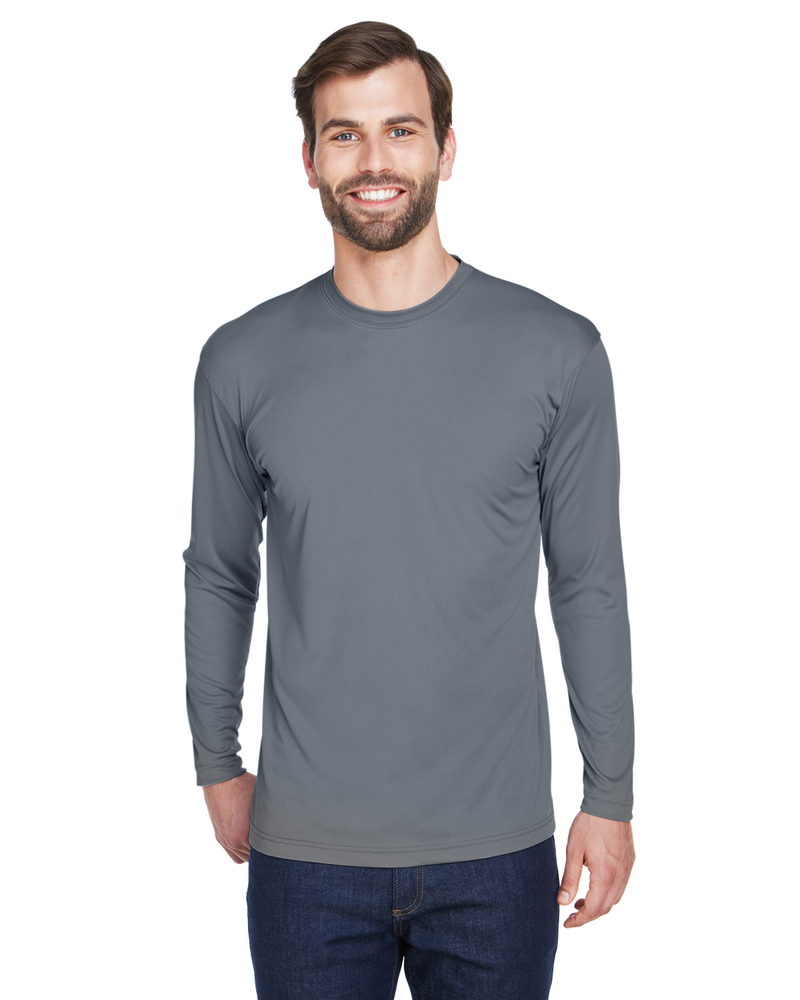 UltraClub 8422 Adult Cool & Dry Sport Long-Sleeve Performance Interlock T-Shirt Front Fullsize"