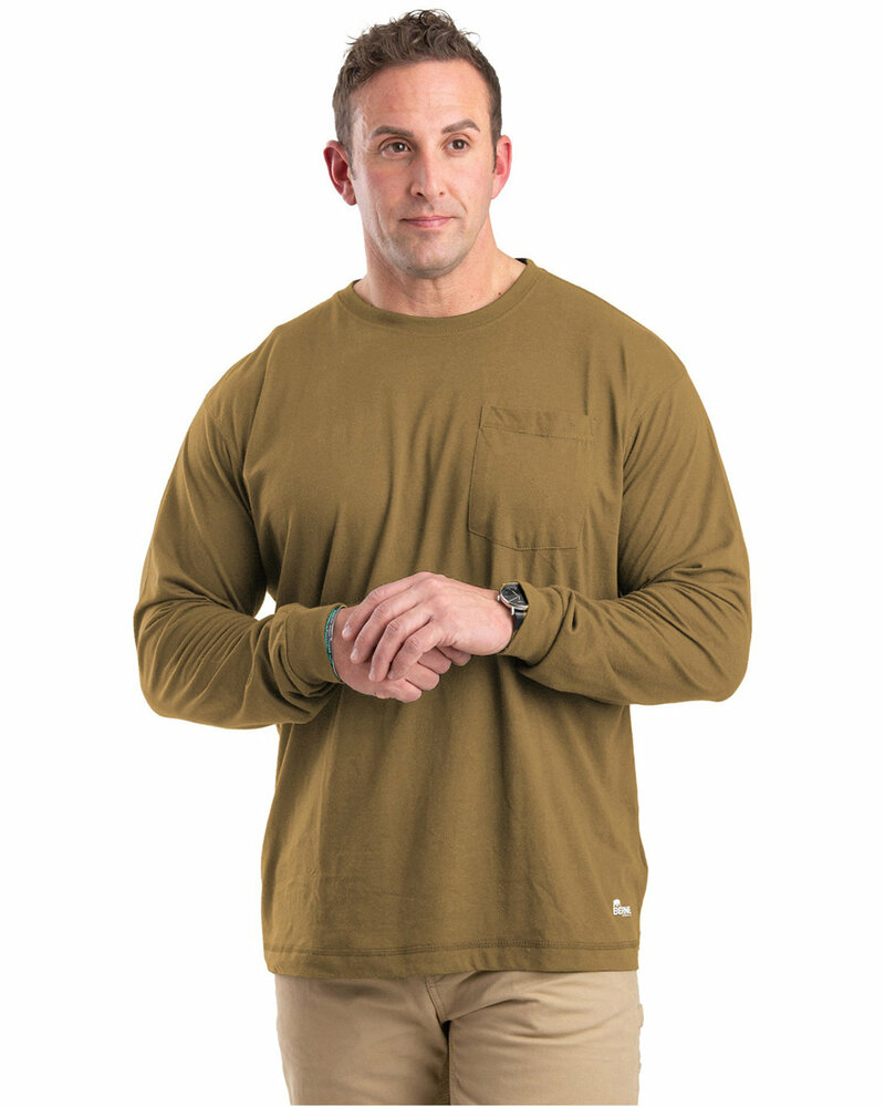 berne bsm39 unisex performance long-sleeve pocket t-shirt Front Fullsize