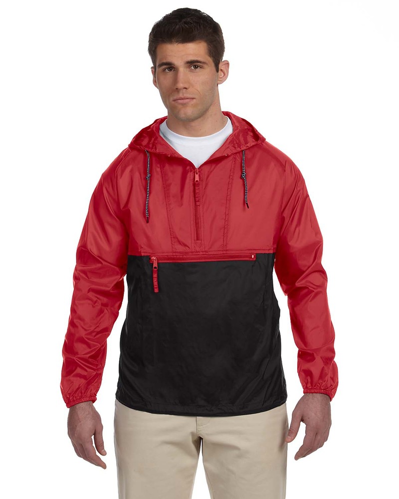 harriton m750 adult packable nylon jacket Front Fullsize