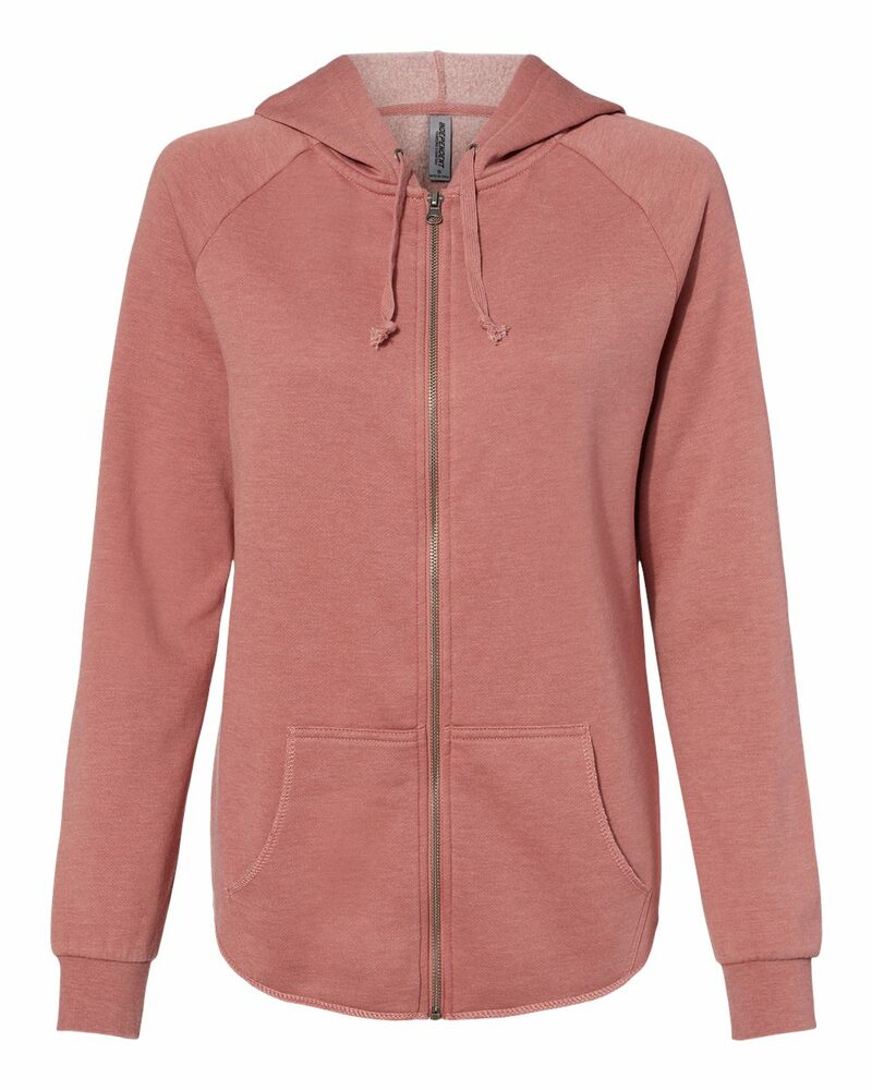 Independent Trading Co. PRM2500Z Women's California Wave Wash Full-Zip Hooded Sweatshirt Front Fullsize"
