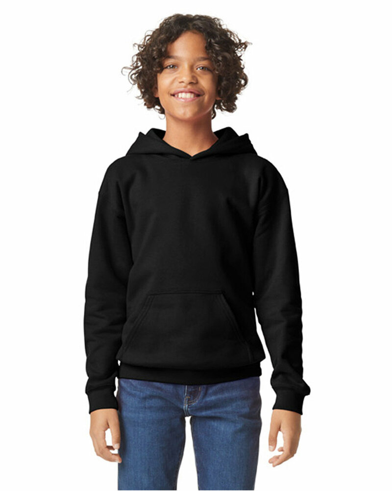gildan sf500b youth softstyle midweight fleece hooded sweatshirt Front Fullsize