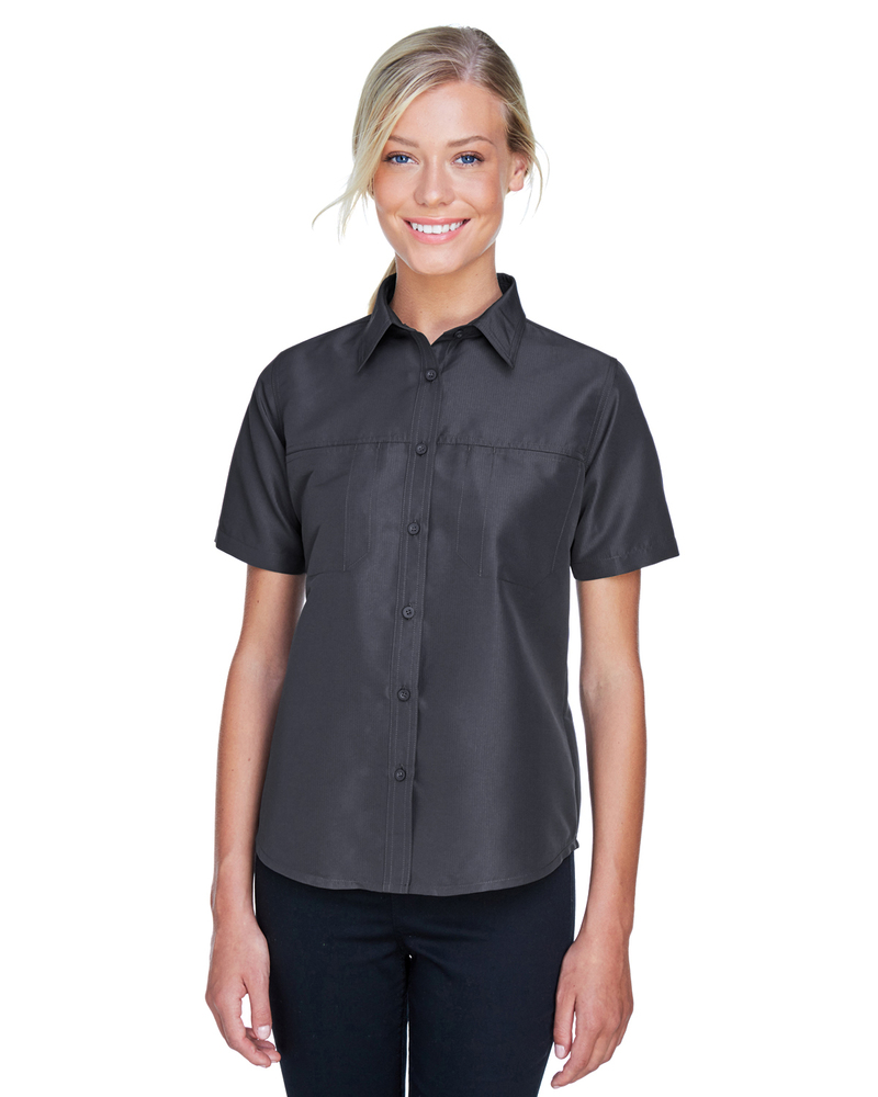 harriton m580w ladies' key west short-sleeve performance staff shirt Front Fullsize
