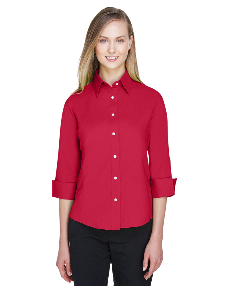 devon & jones dp625w ladies' perfect fit™ 3/4-sleeve stretch poplin blouse Front Fullsize