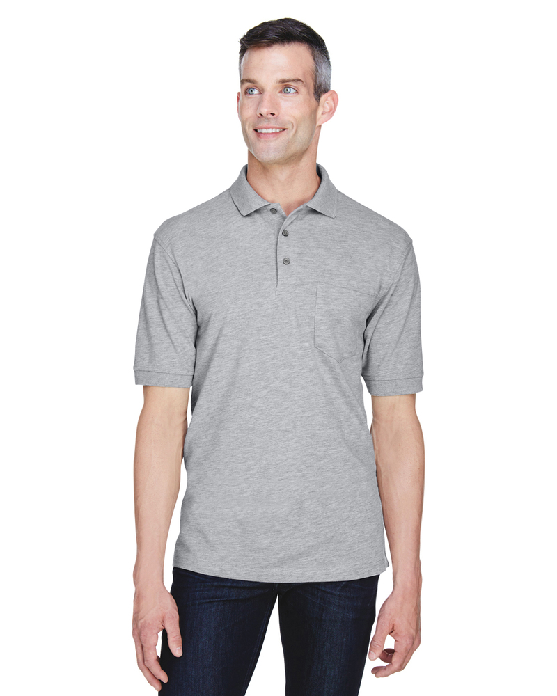 harriton m265p men's 5.6 oz. easy blend™ polo with pocket Front Fullsize