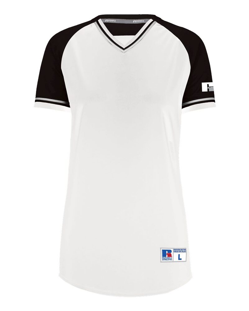 russell athletic r01x3x ladies classic v-neck jersey Front Fullsize