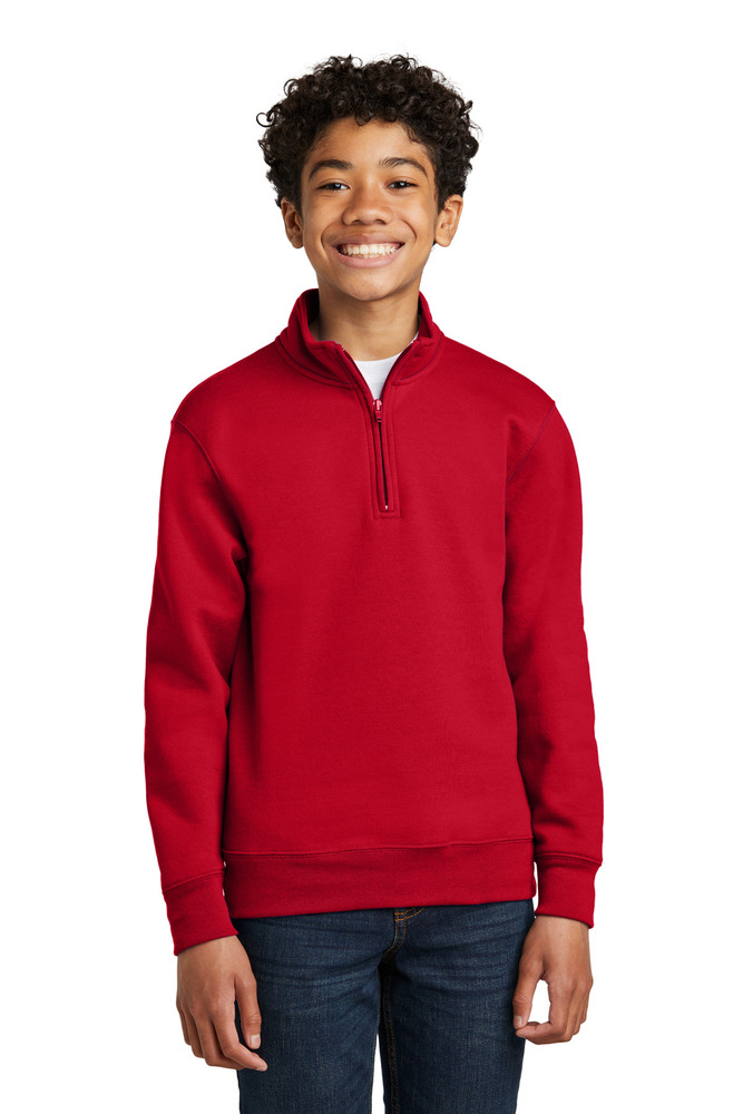 port & company pc78yq youth core fleece 1/4-zip pullover sweatshirt Front Fullsize
