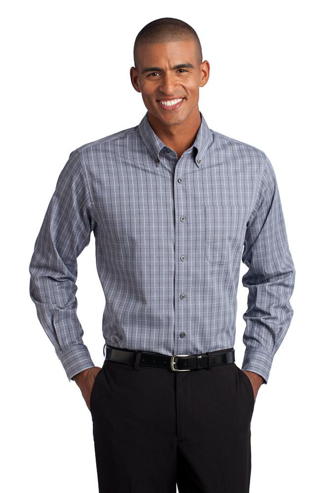 Port Authority TLS642 Tall Tattersall Easy Care Shirt Front Fullsize"
