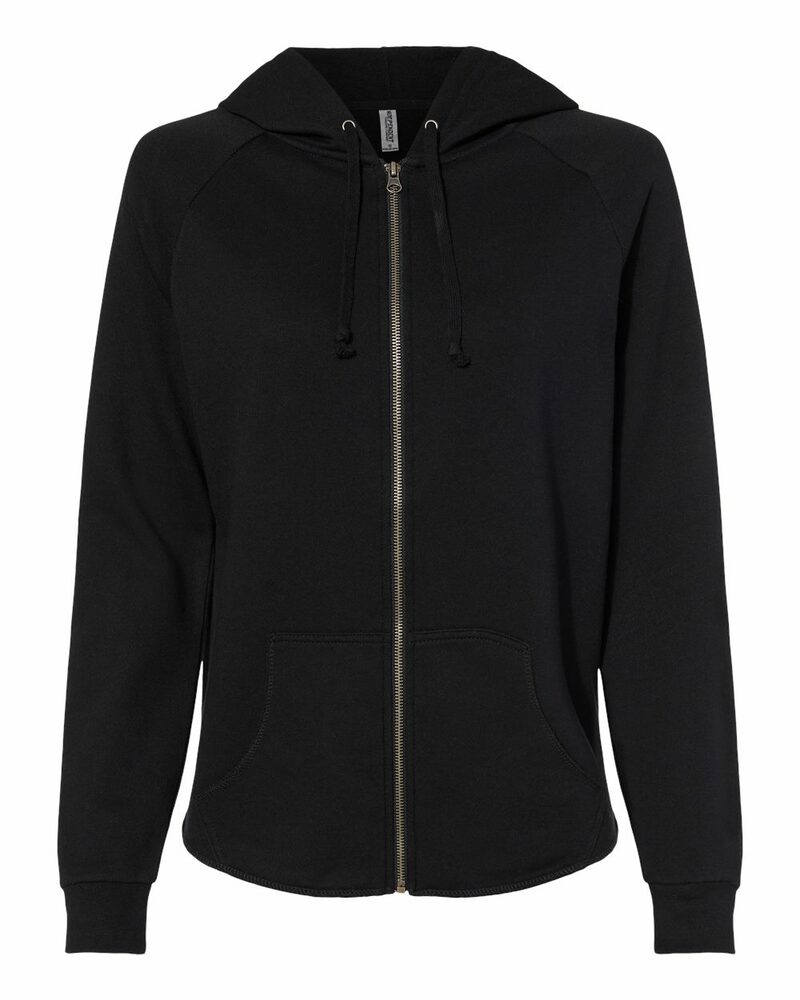 independent trading co. prm2500z women's california wave wash full-zip hooded sweatshirt Front Fullsize