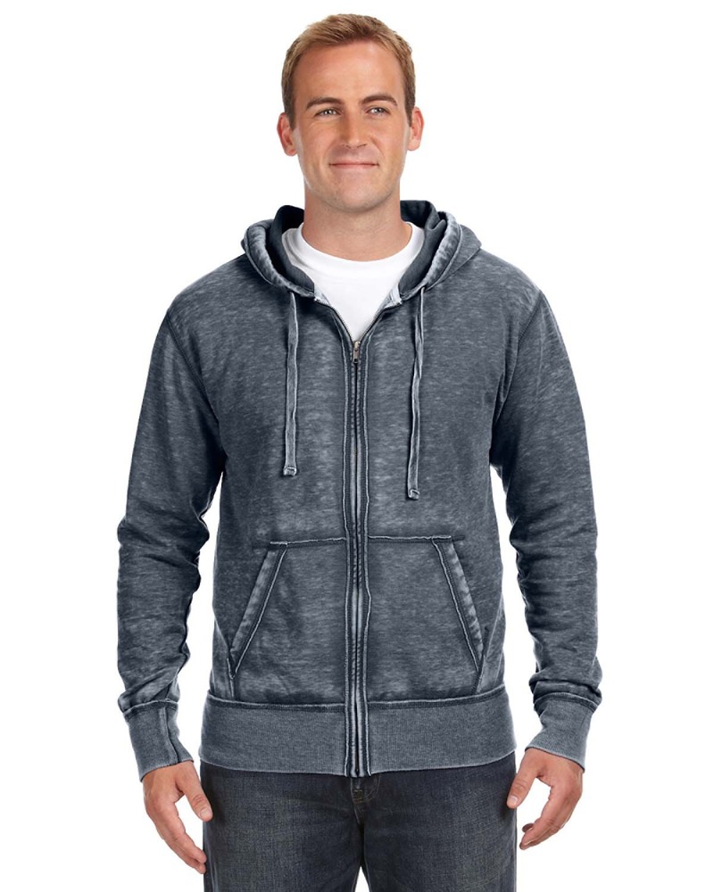 J America JA8916 Adult Vintage Zen Full-Zip Fleece Hood Front Fullsize"