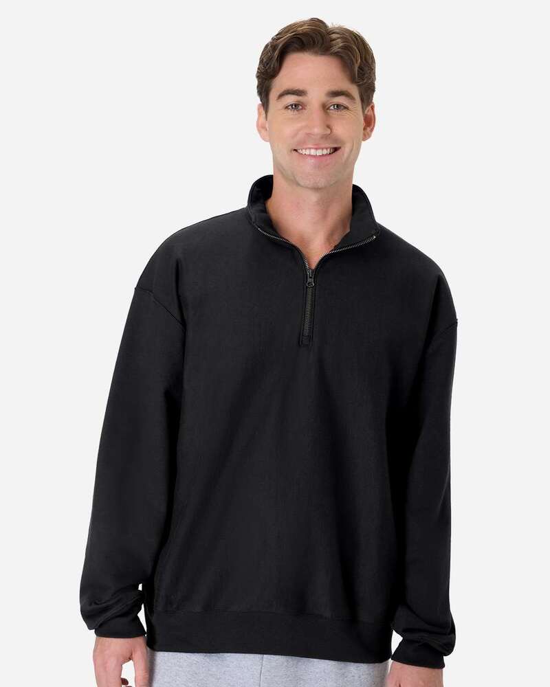 Hanes OG900 Men's Beefy® Sweats Premium Heavyweight Quarter-Zip Sweatshirt Front Fullsize"