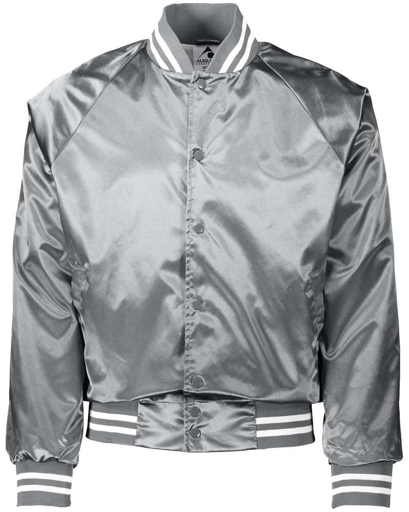 Augusta Sportswear 3610 Satin Baseball Jacket/Striped Trim Front Fullsize"